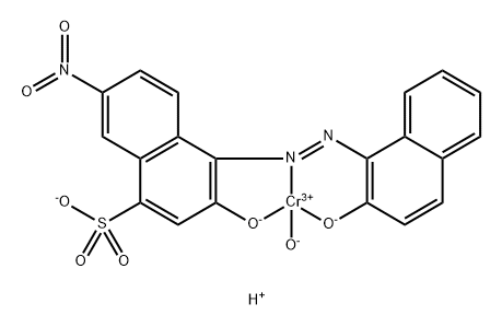 hydrogen hydroxy[3-hydroxy-4-[(2-hydroxy-1-naphthyl)azo]-7-nitronaphthalene-1-sulphonato(3-)]chromate(1-)  结构式