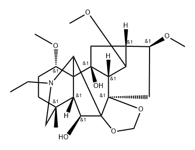 20-Ethyl-1α,14α,16β-trimethoxy-4-methyl-7,8-[methylenebis(oxy)]aconitane-6β,10-diol 结构式