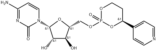 4-氨基-1-[5-O-[(2R,4S)-2-氧代-4-(4-吡啶基)-1,3,2-二氧磷杂环己烷-2-基]-BETA-D-呋喃阿拉伯糖基]-2(1H)-嘧啶酮 结构式