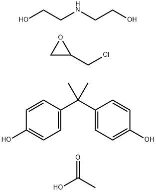 4,4-(1-甲基亚乙基)双苯酚与(氯甲基)环氧乙烷和2,2'-亚氨基双(乙醇)的聚合物的乙酸酯(盐) 结构式