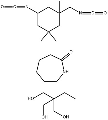 己内酰胺封端的[2-乙基-2-(羟甲基)-1,3-丙二醇与5-异氰酸根合-1-(异氧酸根合甲基)-1,3,3-三甲基环己烷]的聚合物 结构式