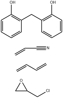 2-丙烯腈与1,3-丁二烯的羧基封端聚合物与表氯醇-2,2'-亚甲基双[苯酚]聚合物的反应产物 结构式