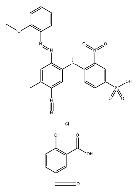 氯化[4-[(2-甲氧基苯基)偶氮]-2-甲基-5-[(2-硝基-4-磺苯基)氨基]重氮苯]与甲醛-水杨酸的聚合物的反应产物 结构式