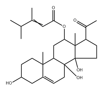 (17R)-12β-[(3,4-Dimethyl-1-oxo-2-pentenyl)oxy]-3β,8β,14β-trihydroxypregn-5-en-20-one 结构式