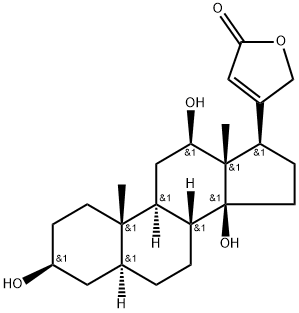3β,12β,14-Trihydroxy-5α-card-20(22)-enolide 结构式