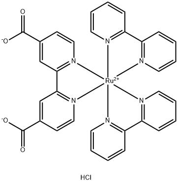 [(4,4'-二羧基-2,2'-联吡啶基)双(2,2'-联吡啶基)]钌(II) 二氯 结构式