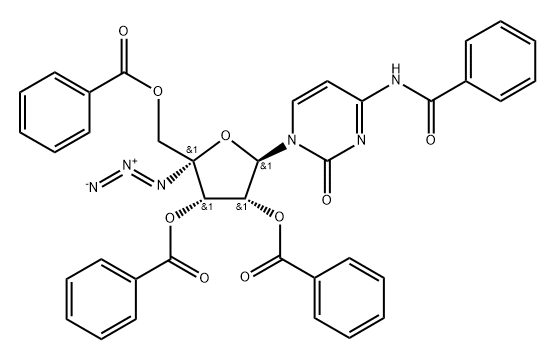 Cytidine, 4'-C-azido-N-benzoyl-, 2',3',5'-tribenzoate 结构式
