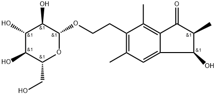 1H-Inden-1-one, 6-[2-(β-D-glucopyranosyloxy)ethyl]-2,3-dihydro-3-hydroxy-2,5,7-trimethyl-, (2S,3R)- 结构式