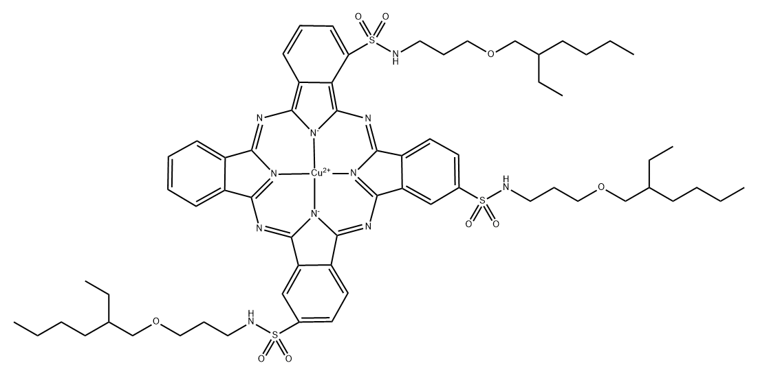 N,N',N''-三[3-[(2-乙基己基)氧基]丙基]-29H,31H-酞菁-1,16,23-三磺酰胺铜配合物 结构式