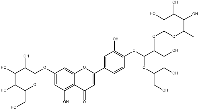 染料木素-7-O-Β-D-葡萄糖苷-4'-O-[Α-L-鼠李糖基-(1-2)-Β-D-葡萄糖苷] 结构式