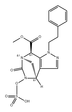 REL-8-METHYL (4R,7R,8R)-4,5,6,8-TETRAHYDRO-6- OXO-1-(2-PHENYLETHYL)-5-(SULFOOXY)-1H-4,7- METHANOPYRA 结构式