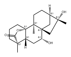 (4R,9α)-7α,10,16-Trihydroxy-9-methyl-20-norkauran-18-oic acid γ-lactone 结构式