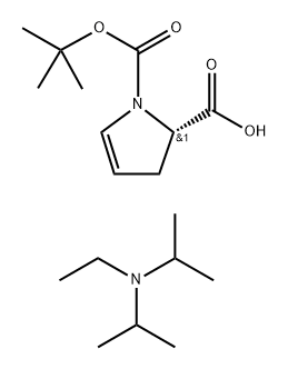 1H-Pyrrole-1,2-dicarboxylic acid, 2,3-dihydro-, 1-(1,1-dimethylethyl) ester, (2S)-, compd. with N-ethyl-N-(1-methylethyl)-2-propanamine (1:1) (9CI) 结构式