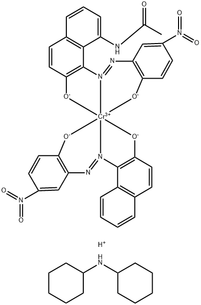 Chromate(1-), [N-[7-hydroxy-8-[(2-hydroxy-5-nitrophenyl)azo]-1-naphthalenyl]acetamidato(2-)][1-[(2-hydroxy-5-nitrophenyl)azo]-2-naphthalenolato(2-)]-, hydrogen, compd. with N-cyclohexylcyclohexanamine (1:1) 结构式