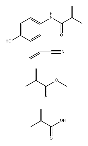 4'-羟基-N-甲基丙烯酰苯胺与2-丙烯腈、甲基丙烯酸甲酯和甲基丙烯酸的共聚物 结构式
