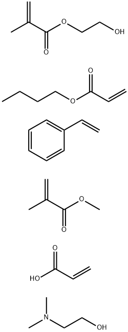 2-甲基-2-丙烯酸-2-羟乙酯与2-丙烯酸丁酯、苯乙烯、2-甲基-2-丙烯酸甲酯和2-丙烯酸的聚合物与2-(二甲氨基)乙醇的化合物 结构式