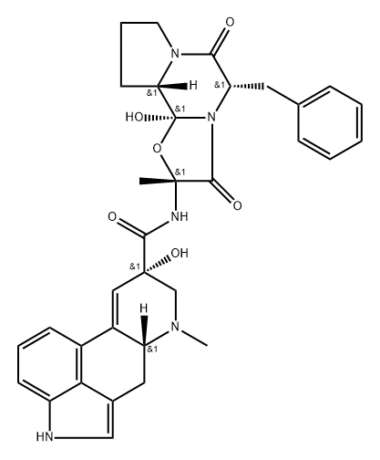 Ergotaman-3',6',18-trione, 8,12'-dihydroxy-2'-methyl-5'-(phenylmethyl)-, (5'α)- (9CI) 结构式