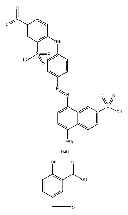 2-羟基苯甲酸、甲醛的反应产物与重氮化-5-氨基[[8-[4-[(4-硝基-2-磺酸苯基)氨基]苯基]偶氮]-2-萘磺酸二钠偶合物 结构式