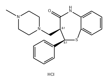 rac-2,3-Dihydro-3α*-[(4-methylpiperazino)methyl]-2α*-phenyl-1,5-benzothiazepine-4(5H)-one·2hydrochloride 结构式