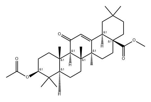 Olean-12-en-28-oic acid, 3-(acetyloxy)-11-oxo-, methyl ester, (3β,18α)- 结构式