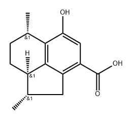 (-)-1,2,6,7,8,8aα-Hexahydro-5-hydroxy-1α,6α-dimethyl-3-acenaphthylenecarboxylic acid 结构式