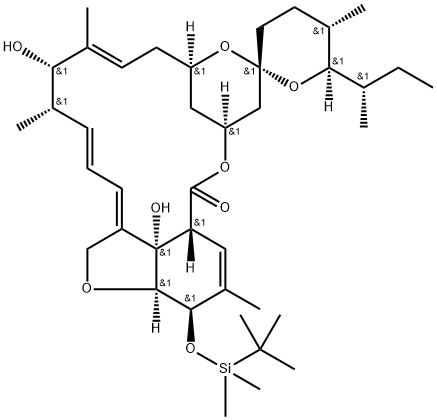 Milbemycin b, 5-O-demethyl-28-deoxy-5-O-[(1,1-dimethylethyl)dimethylsi lyl]-6,28-epoxy-13-hydroxy-25-(1-methylpropyl)-, [6R,13S,25R(S)]- 结构式