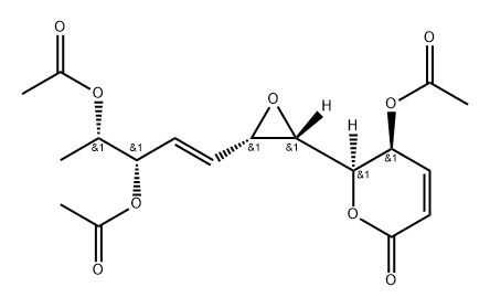 (5S)-5α-Acetyloxy-6α-[(2S,3S)-3-[(1E,3S,4S)-3,4-bis(acetyloxy)-1-pentenyl]oxiran-2-yl]-5,6-dihydro-2H-pyran-2-one 结构式