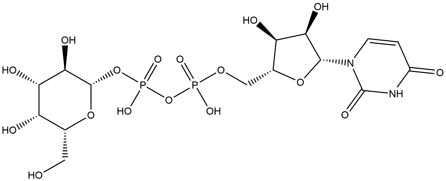 Uridine 5'-(trihydrogen diphosphate), P'-β-D-galactopyranosyl ester 结构式