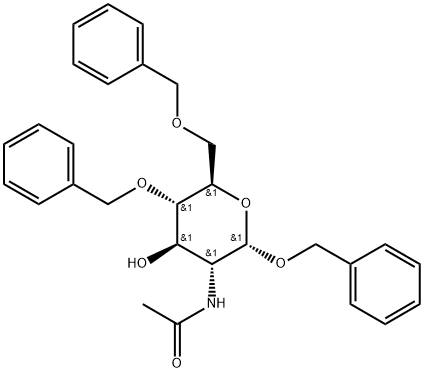 苄基2-乙酰氨基-4,6-二氧-苄基-2-脱氧-Α-D-吡喃葡萄糖 结构式