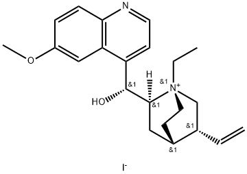 Cinchonanium, 1-ethyl-9-hydroxy-6'-methoxy-, iodide, (8α,9R)- (9CI) 结构式