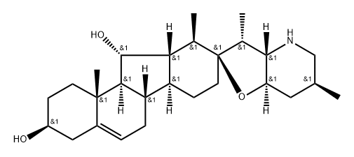 (13R)-17,23β-Epoxy-12β,13α-dihydroveratraman-3β,11α-diol 结构式