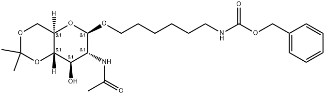 Carbamic acid, 6-2-(acetylamino)-2-deoxy-4,6-O-(1-methylethylidene)-.beta.-D-glucopyranosyloxyhexyl-, phenylmethyl ester 结构式