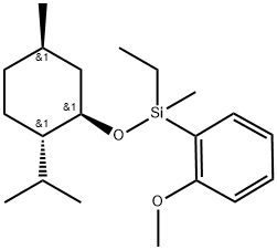 rel-Ethyl(2-methoxyphenyl)methyl[[(1S*)-5α*-methyl-2β*-(1-methylethyl)cyclohexane-1α*-yl]oxy]silane 结构式