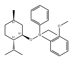 rel-Ethyl(2-methoxyphenyl)[[(1S*)-5α*-methyl-2β*-(1-methylethyl)cyclohexane-1α*-yl]oxy]phenylsilane 结构式