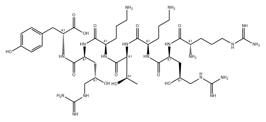 (+)-L-Arg-[(4S)-4-Hydroxy-L-Arg-]-D-Orn-L-Thr-D-Orn-[(4S)-4-hydroxy-L-Arg-]-D-Tyr-OH 结构式