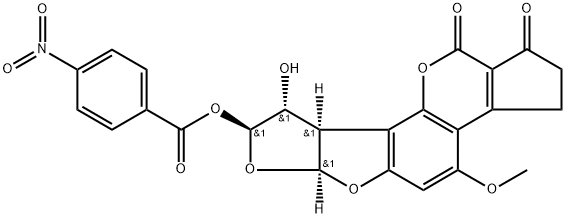 Cyclopenta[c]furo[3',2':4,5]furo[2,3-h][1]benzopyran-1,11-dione, 2,3,6a,8,9,9a-hexahydro-9-hydroxy-4-methoxy-8-[(4-nitrobenzoyl)oxy]-, [6aS-(6aα,8β,9α,9aα)]- (9CI) 结构式