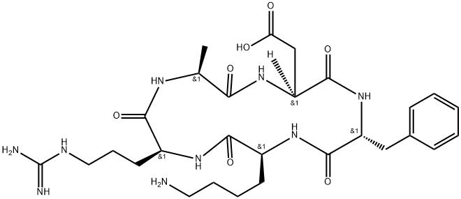 整合素配体多肽Cyclo(Arg-Ala-Asp-d-Phe-Lys） 结构式