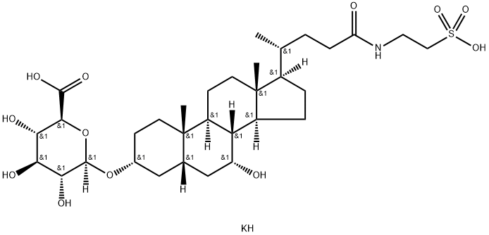 β-D-Glucopyranosiduronic acid, (3α,5β,7α)-7-hydroxy-24-oxo-24-[(2-sulfoethyl)amino]cholan-3-yl, dipotassium salt (9CI) 结构式