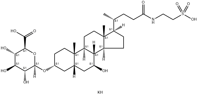 β-D-Glucopyranosiduronic acid, (3α,5β,7β)-7-hydroxy-24-oxo-24-[(2-sulfoethyl)amino]cholan-3-yl, dipotassium salt (9CI) 结构式