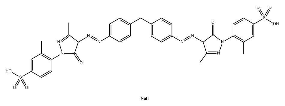 Benzenesulfonic acid, 4,4'-[methylenebis[4,1-phenyleneazo( 4,5-dihydro-3-methyl-5-oxo-1H-pyrazole -4,1-diyl)]]bis[3-methyl-, disodium salt 结构式