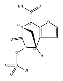 REL-(4R,7R,8R)-4,5,6,8-TETRAHYDRO-6-OXO-5- (SULFOOXY)-4,7-METHANO-7H-FURO[2,3-E][1,3] DIAZEPINE-8-CA 结构式