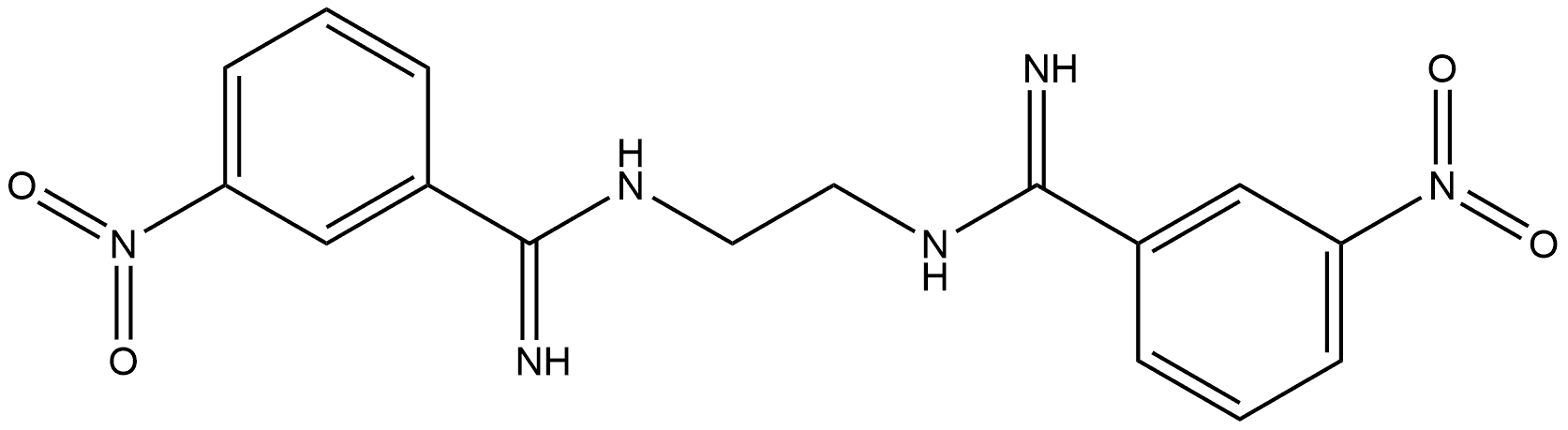 N,N''-ethane-1,2-diylbis(3-nitrobenzenecarboximidamide) 结构式