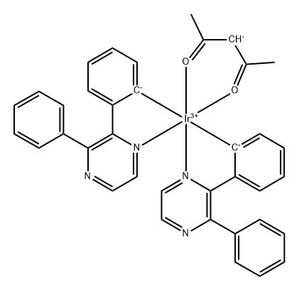 乙酰丙酮酸二(2,3-二苯基吡嗪-C2,N)合铱 结构式