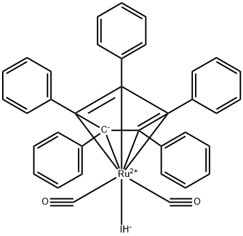 (etha5-pentaphenylcyclopentadienylato)Ru(CO)2I 结构式