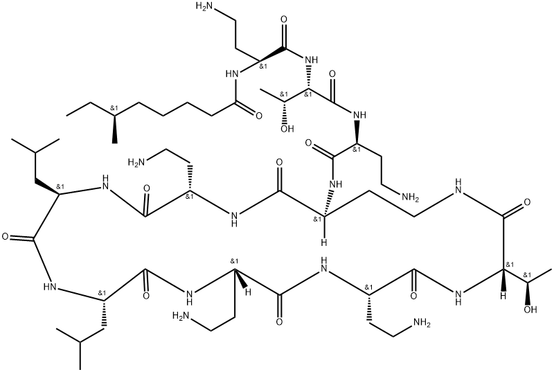 N2-(6-Methyloctanoyl-L-A2bu-L-Thr-L-A2bu-)cyclo(L-A2bu*-L-A2bu-D-Leu-L-Leu-L-A2bu-L-A2bu-L-Thr-) 结构式