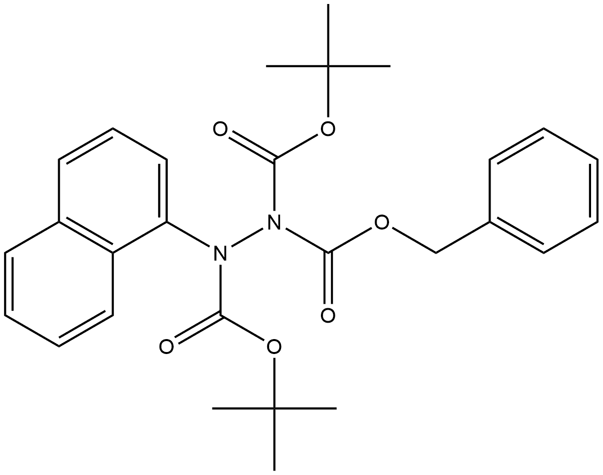 1-benzyl 1,2-tert-butyl (N'-naphthalen-1-yl)hydrazine-1,1,2-tricarboxylate 结构式