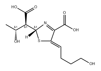 (2R,Z)-2-((1S,2R)-1-羧基-2-羟丙基)-5-(4-羟基丁烯)-2,5-二氢噻唑-4-羧酸-1-氧化物 结构式