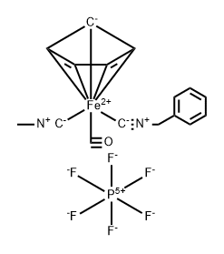 Iron(1+), carbonyl(.eta.5-2,4-cyclopentadien-1-yl)(isocyanomethane)(isocyanomethyl)benzene-, hexafluorophosphate(1-) 结构式