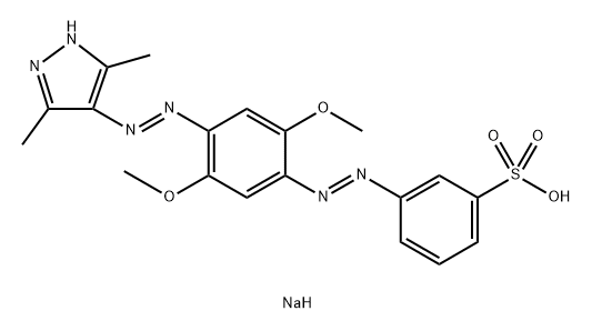 Benzenesulfonic acid, 3-[2-[4-[2-(3,5-dimethyl-1H-pyrazol-4-yl)diazenyl]-2,5-dimethoxyphenyl]diazenyl]-, sodium salt (1:1) 结构式