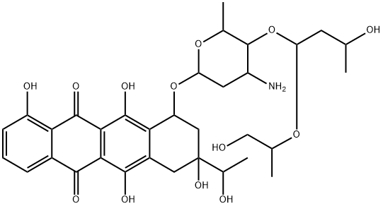 10-[[3-Amino-4-O-[3-hydroxy-1-(2-hydroxy-1-methylethoxy)butyl]-2,3,6-trideoxy-α-L-lyxo-hexopyranosyl]oxy]-7,8,9,10-tetrahydro-1,6,8,11-tetrahydroxy-8-(1-hydroxyethyl)-5,12-naphthacenedione 结构式